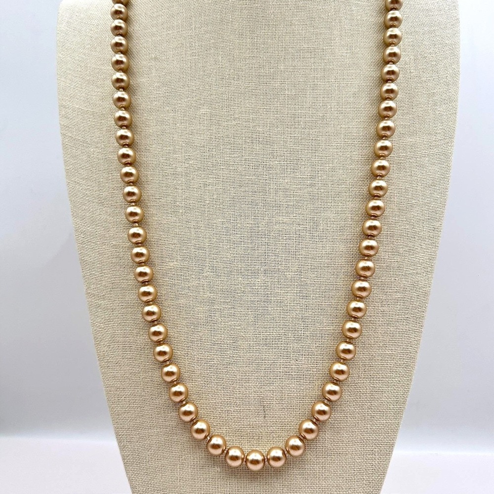 Vintage 90s Gold Tone Faux Pearl Beaded Necklace Women's Classic Fashion Jewelry